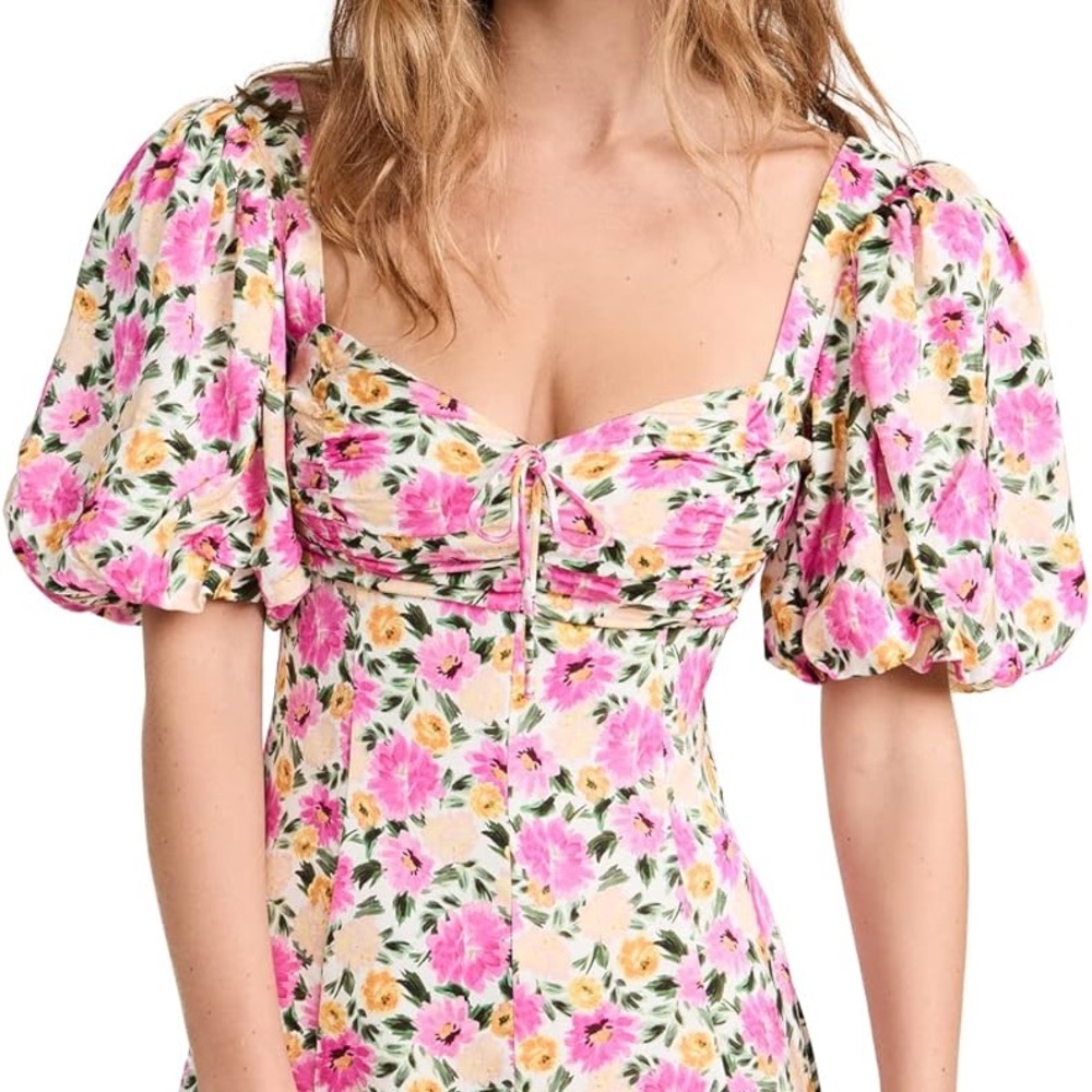 NWOT For Love & Lemons Sasha puff sleeve floral mini dress